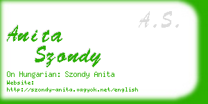 anita szondy business card